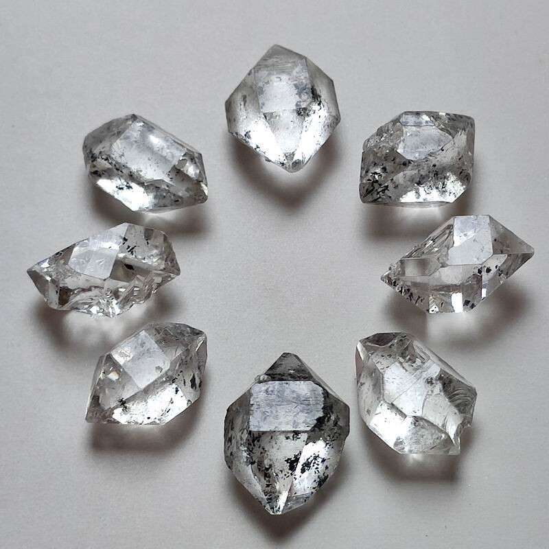 12g/8pcs 14-17mm Black Phantom Top Clear Herkimer Diamond Quartz Crystal 2442