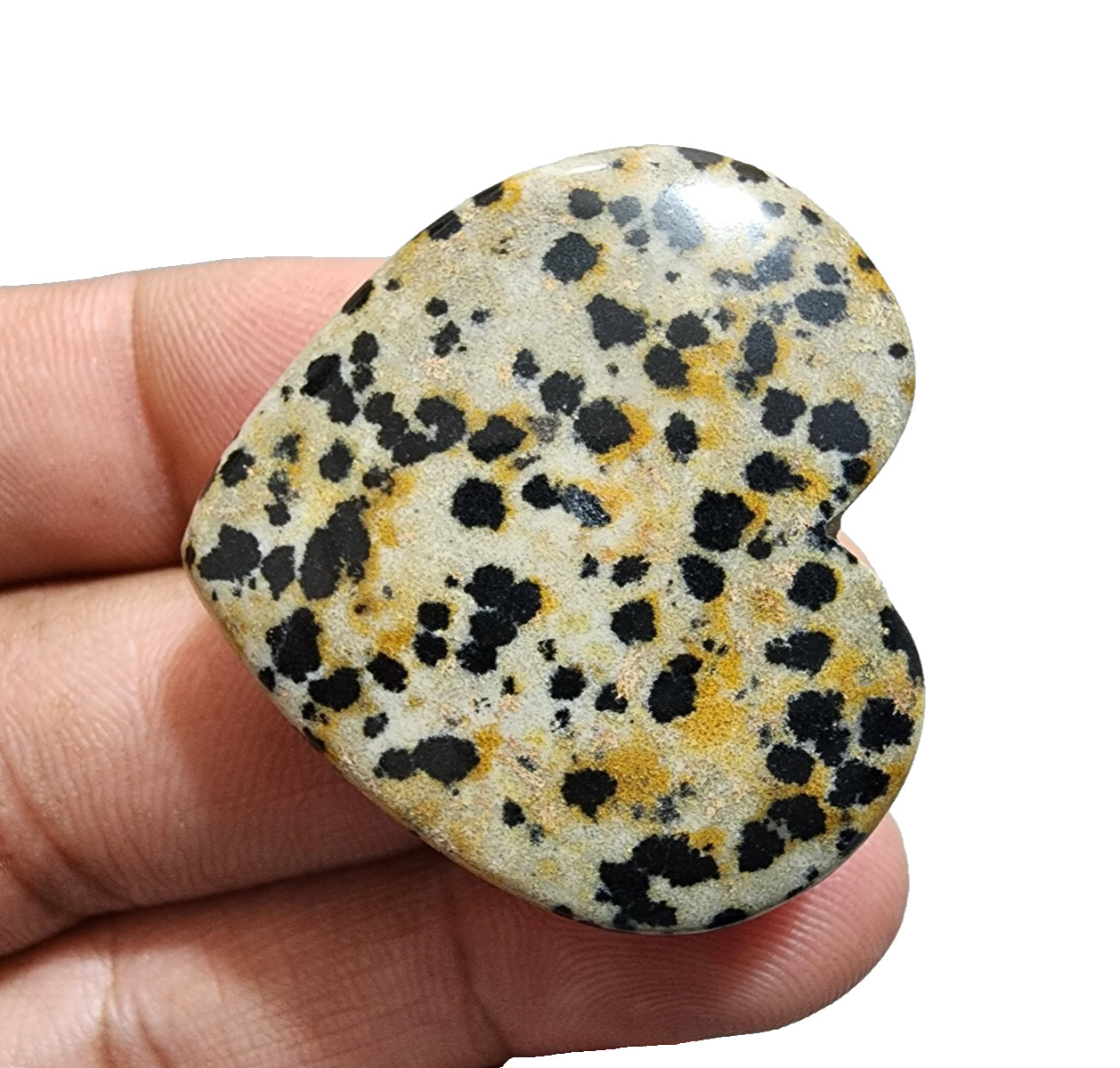 87 Crt Excellent Dalmatian Jasper Heart Shape Ethical Gemstone Cabochon Jewelry