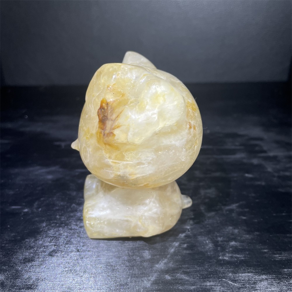 1.4LB 3.7″Natural Golden Healer Kiity Cat Statue Crystal Reiki Carving Decor