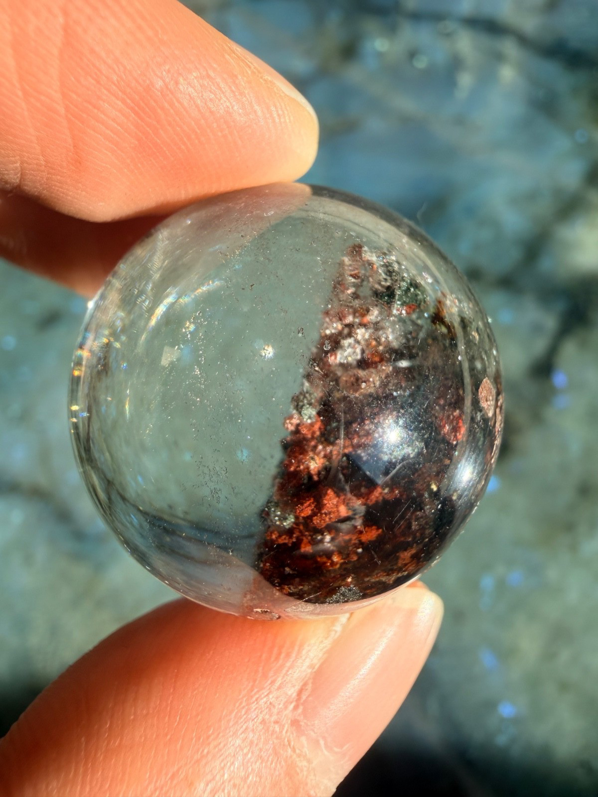 Garden Quartz Sphere From Brazil, 1.08″ | Scenic Lodolite Crystal Sphere