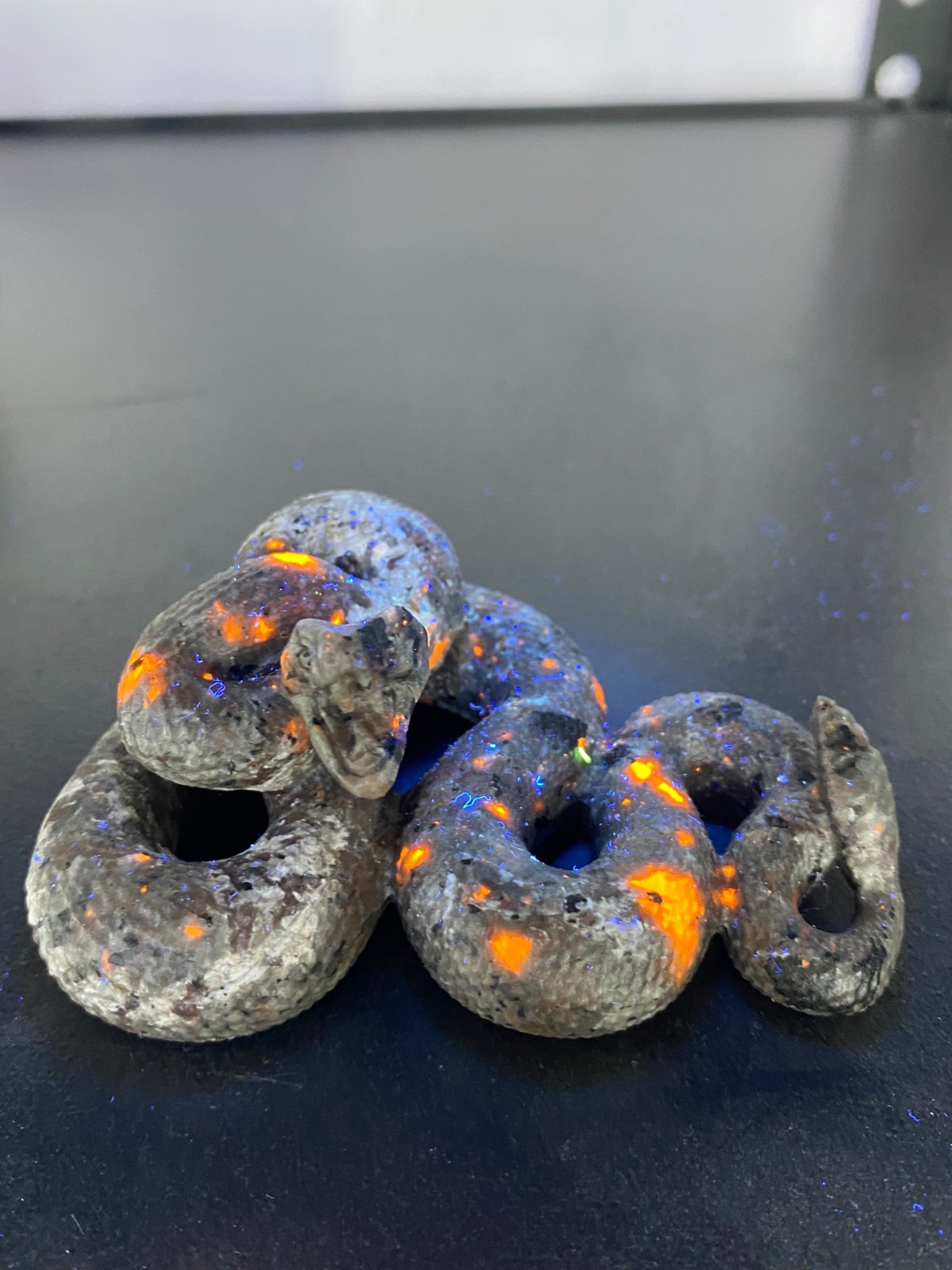 3.7” Natural Yooperlite Quartz Crystal Carved Snake skull reiki healin gift 1pc
