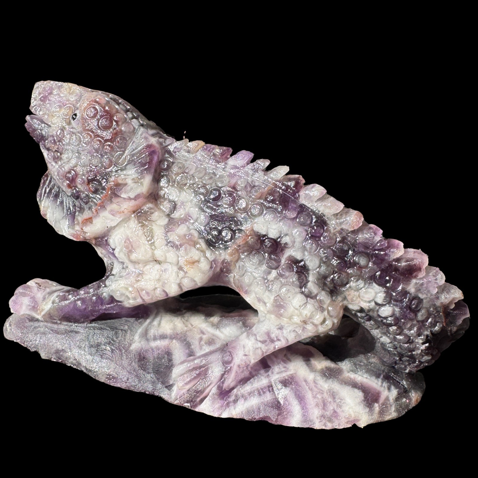 Auction: Hand Carved Dream Amethyst Lizard Sculpture – Spirit Animal, Free Shipp