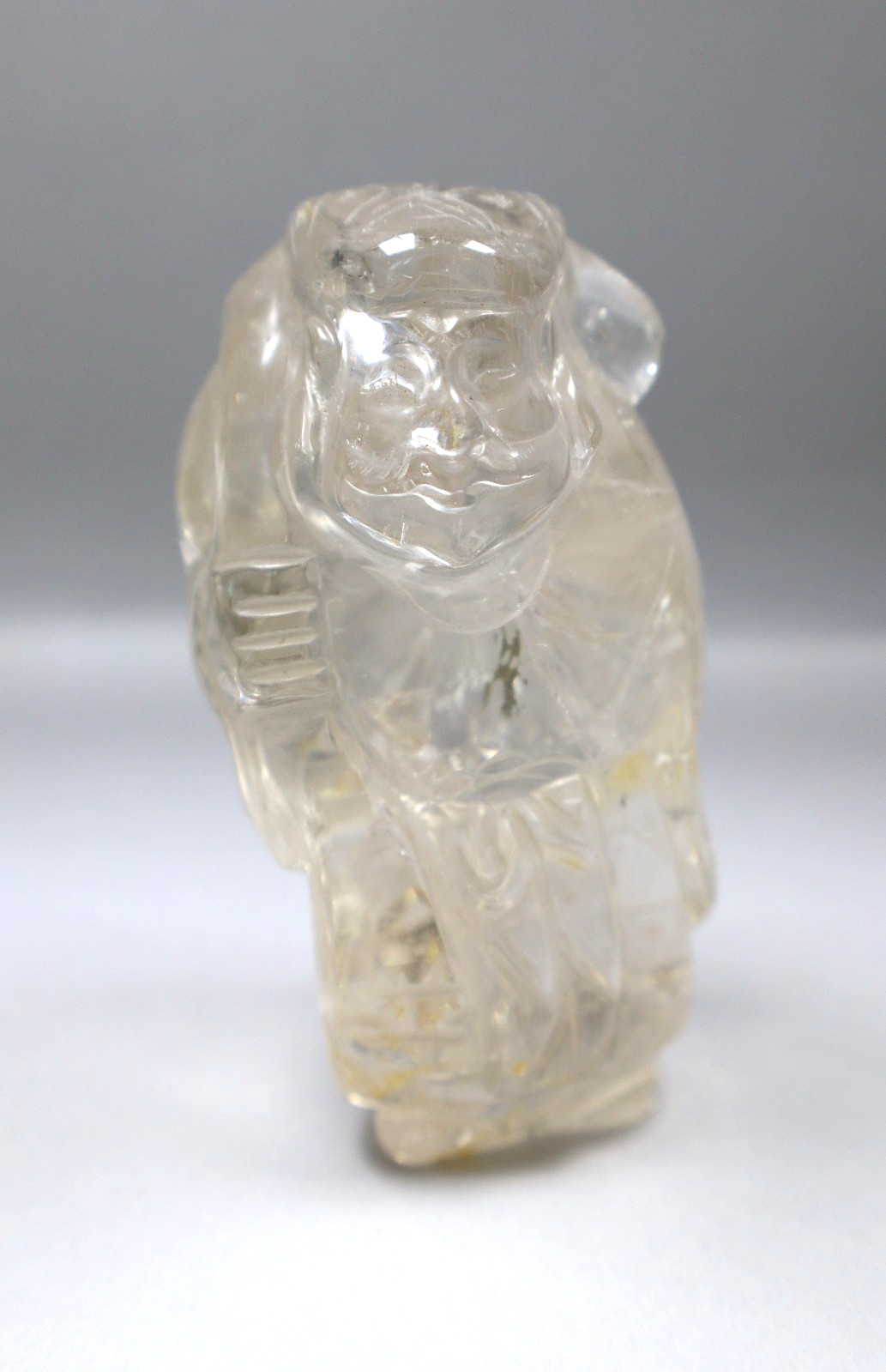Carved Rock Quartz Crystal Statue Figurine 3.5 Inch Height Transparent Vintage