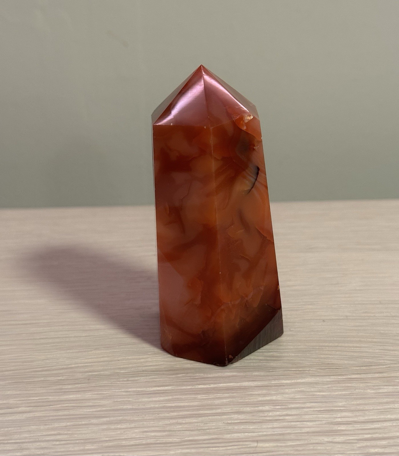 Polished Red/Orange/Pink Carnelian Agate Druzy Geode Generator Tower Point
