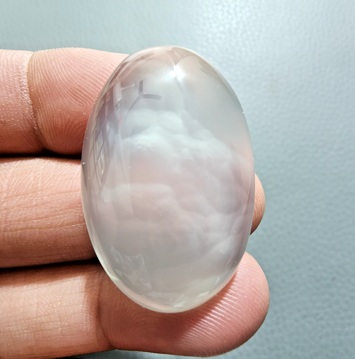Natural 52 Carat Chalcedony Oval Shape Cabochon Loose Gemstone Large Milky
