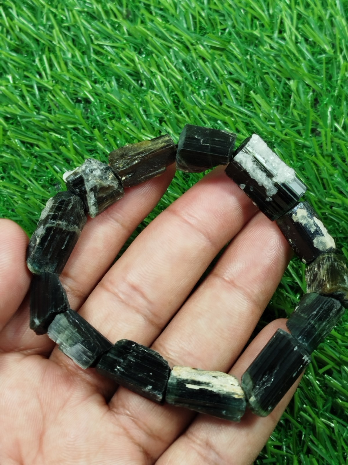 52 Grams Green Cap Tourmaline Stackable Bracelet From Skardu Pakistan