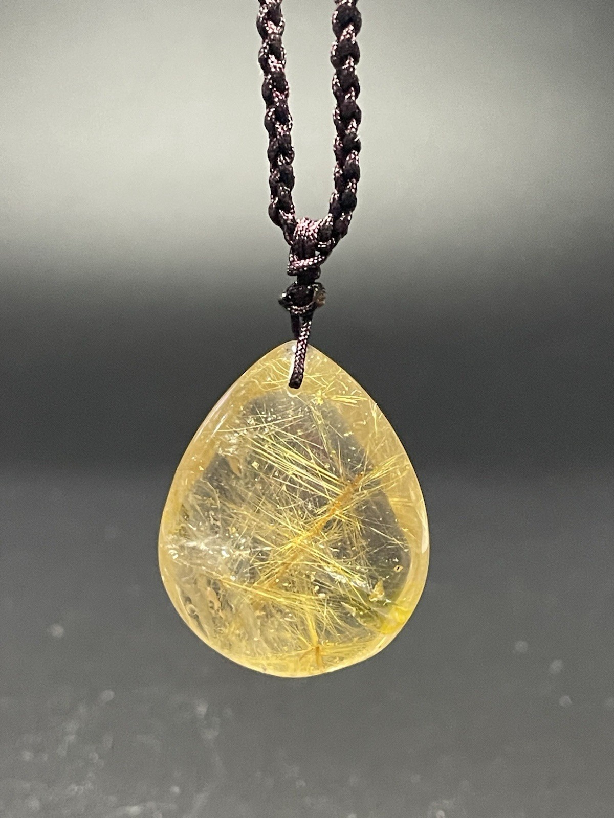 34*26*10mm Natural Gold Rutilated Quartz Titanium Crystal Pendant