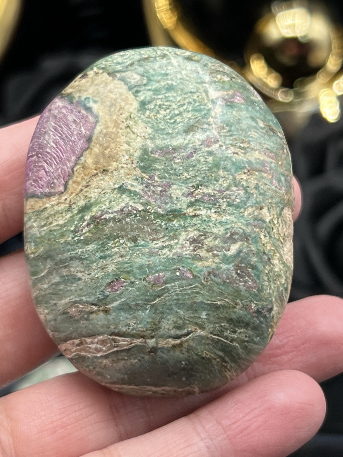 Natural Unique Ruby in Fuchite Palmstones Uv Unpolished Raw Free ship