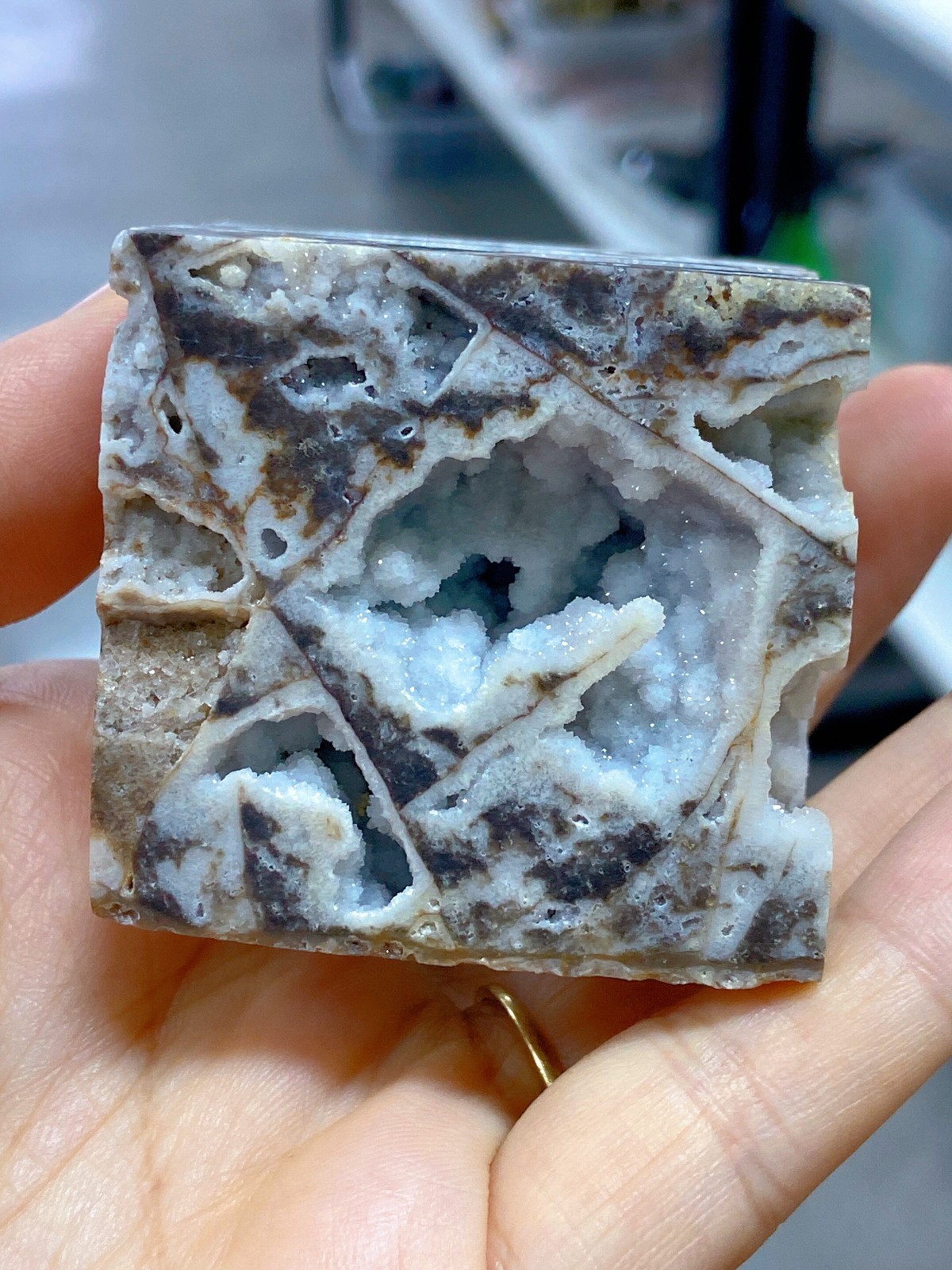 Sphalerite Druzy Geode Cube 1.97″(5cm) Sparkling Clusters Mineral Specimen
