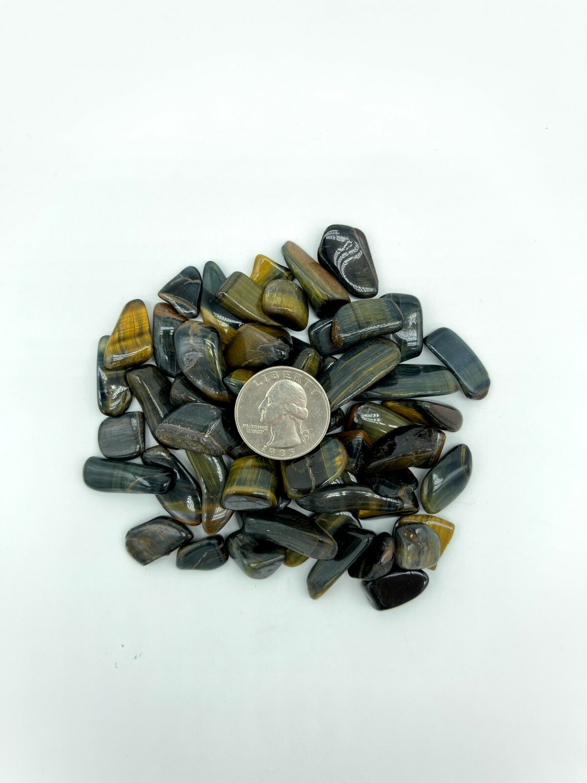 1/4 lb Tumbled Blue Multi Tigers Eye Gemstone Crystals 30-45 Stones Natural Gems