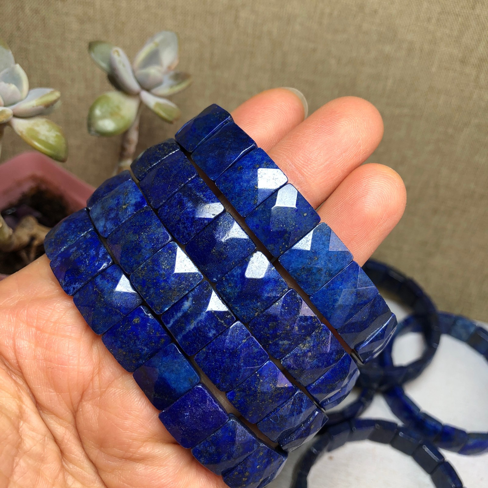 1pcsNatural lapis lazuli Stone Bracelet Brown Gemstone Stretch Bracelet Handmade