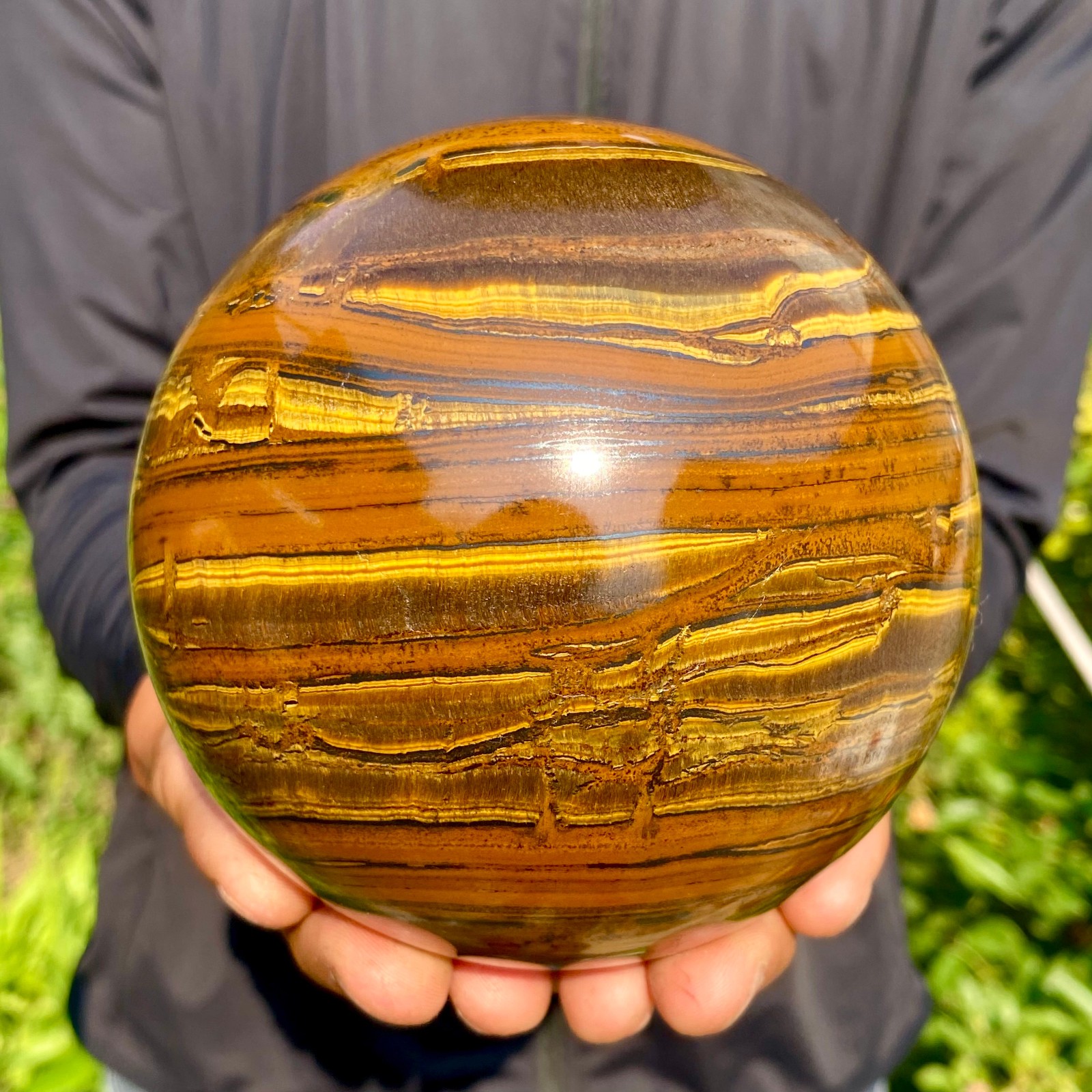 4.82LB Large Natural Tiger Eye Stone Crystal Ball Quartz Healing Sphere Décor