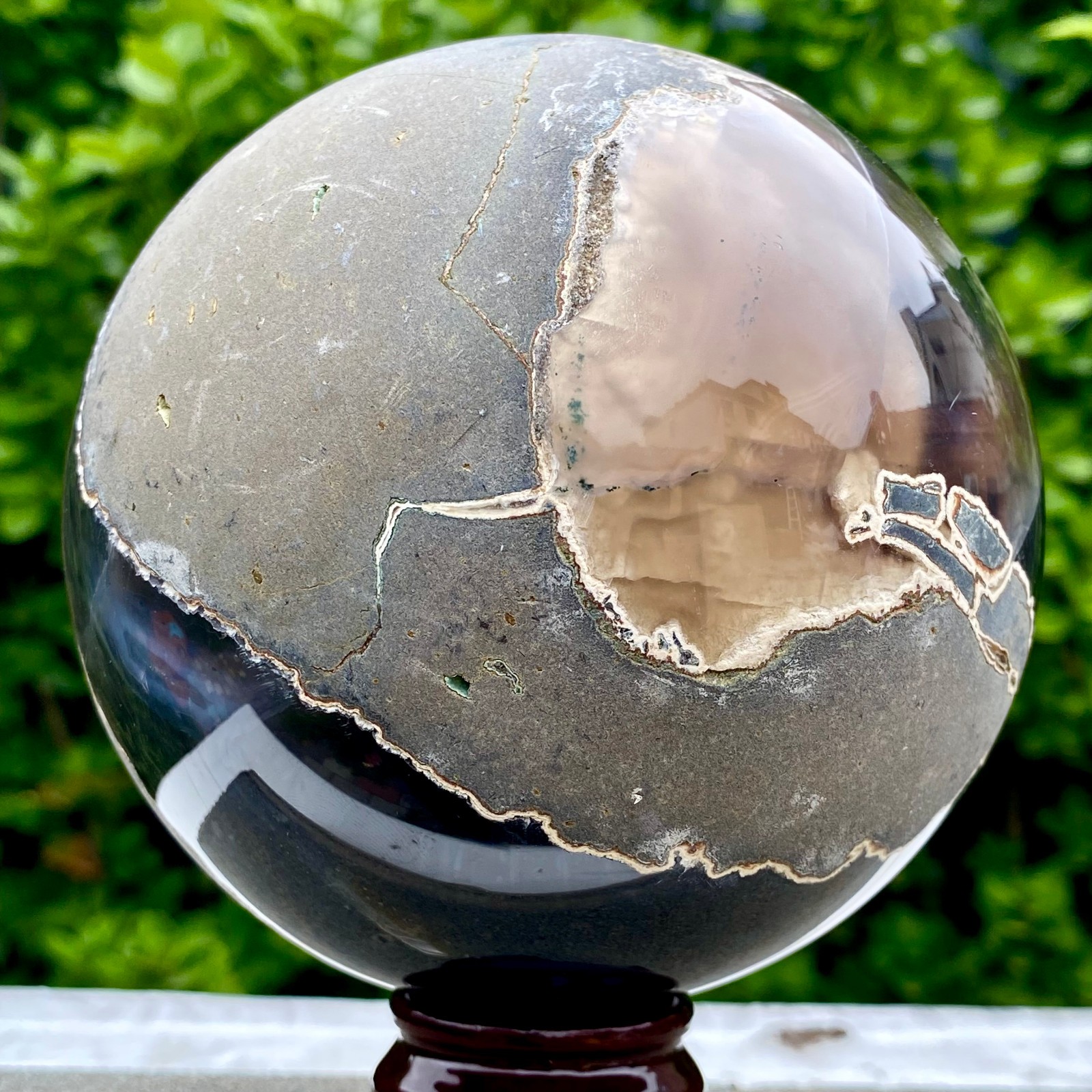 3.9LB Amethyst Agate Sphere Polished Healing Crystal Ball Home Feng Shui Ornam