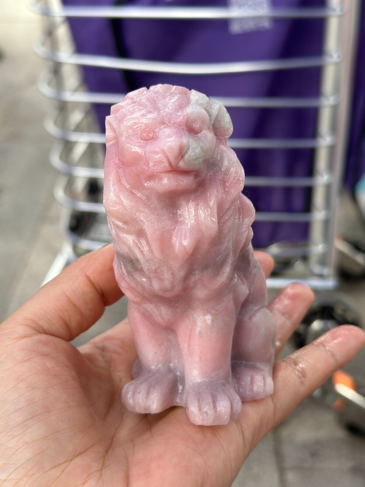 1pc Natural Pink opal Quartz Carved Lion Skull Crystal Reiki Healing Gem Gift
