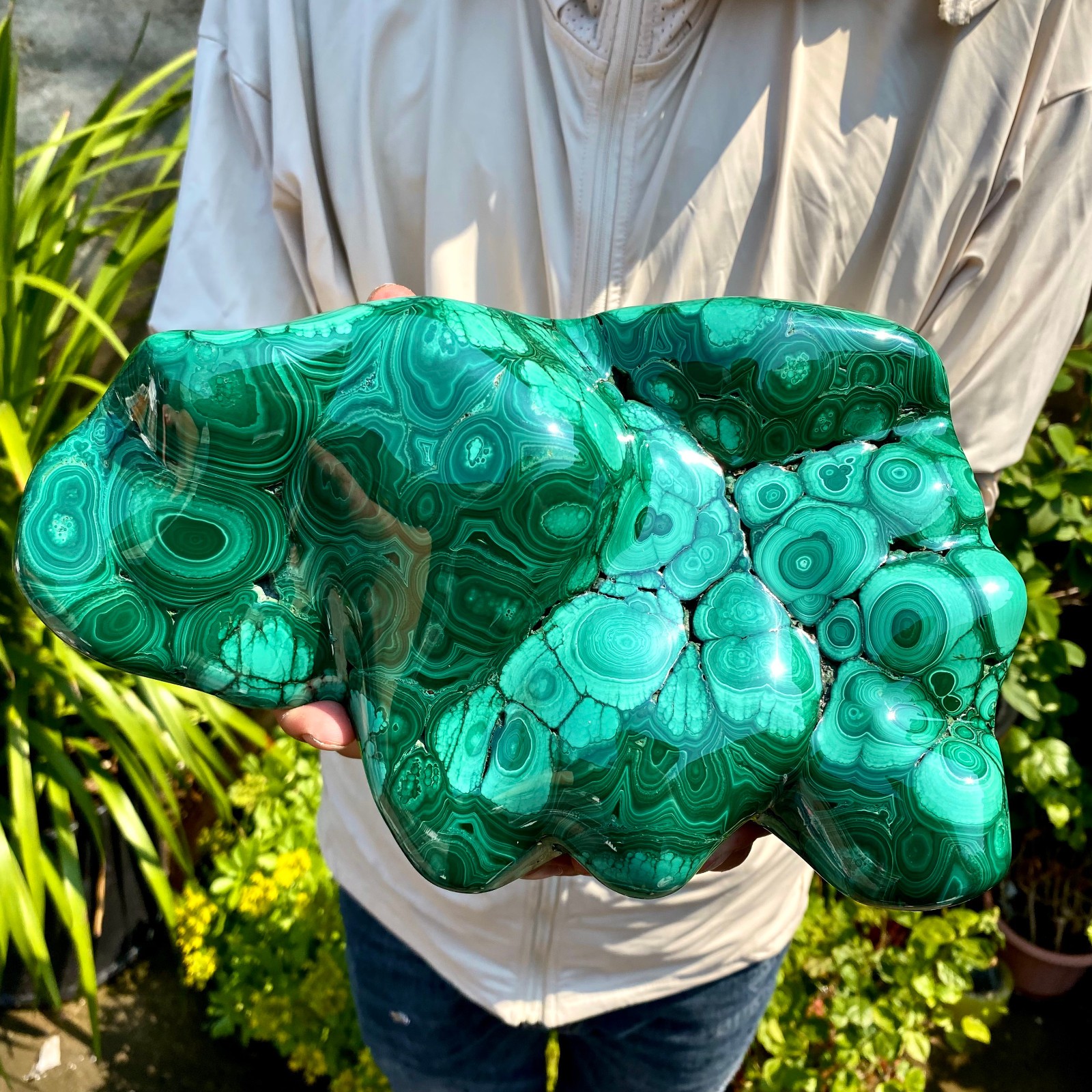 7.69LB Natural glossy Malachite transparent cluster rough mineral sample