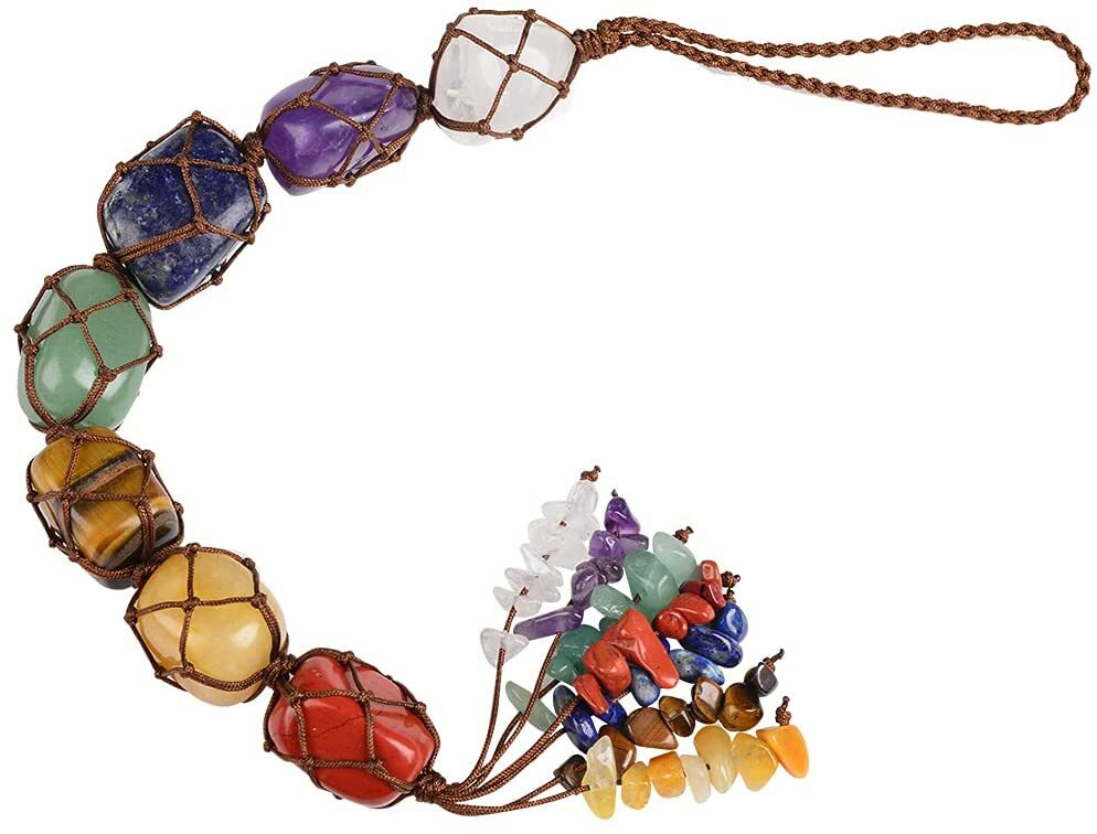 7 Chakra Gemstone Ornament Tassel Shui Hanging Feng Stones Home Cars Decor A#