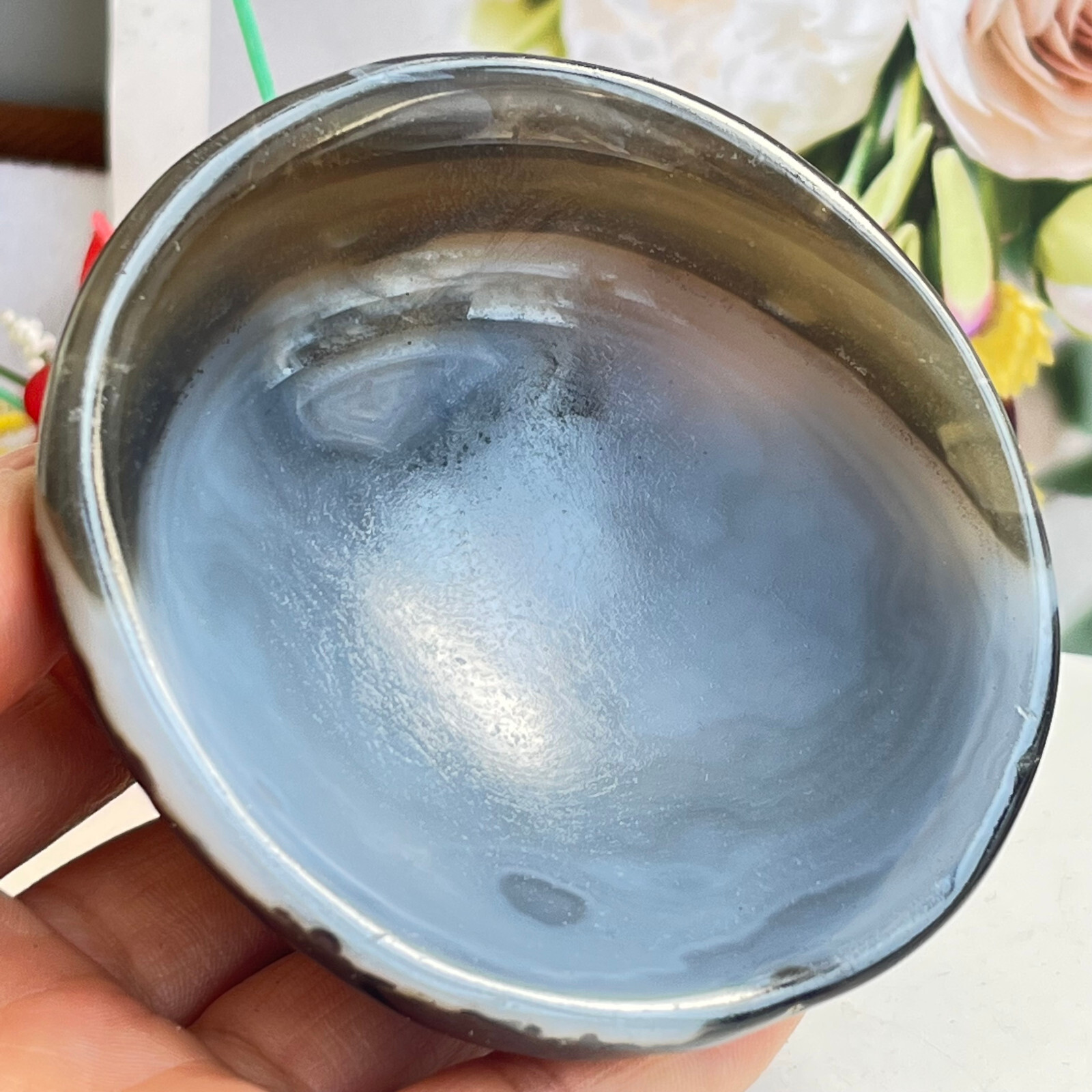 184 TOP Rare Natural Agate ashtray Polished Coin Dish Madagascar MD4