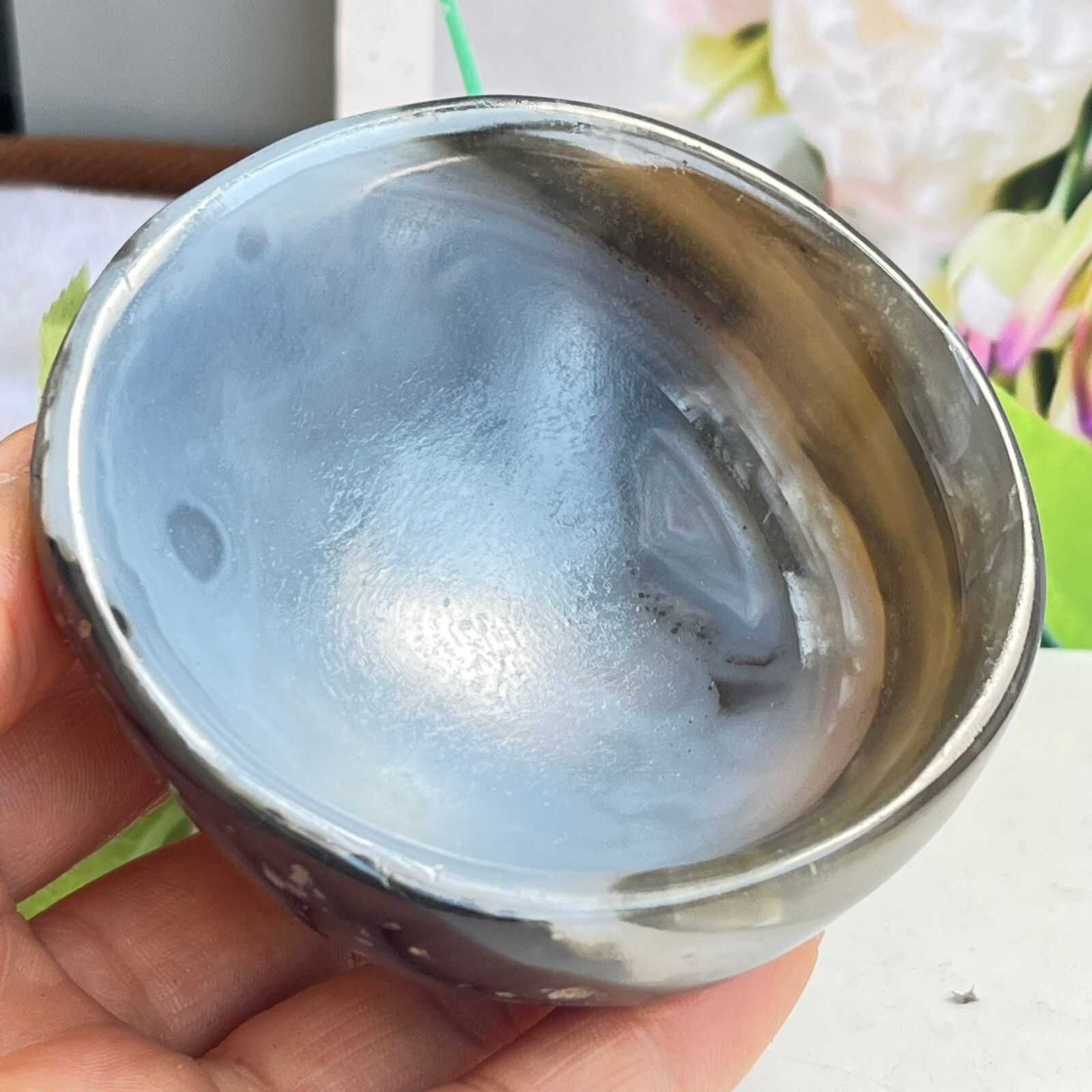184 TOP Rare Natural Agate ashtray Polished Coin Dish Madagascar MD4