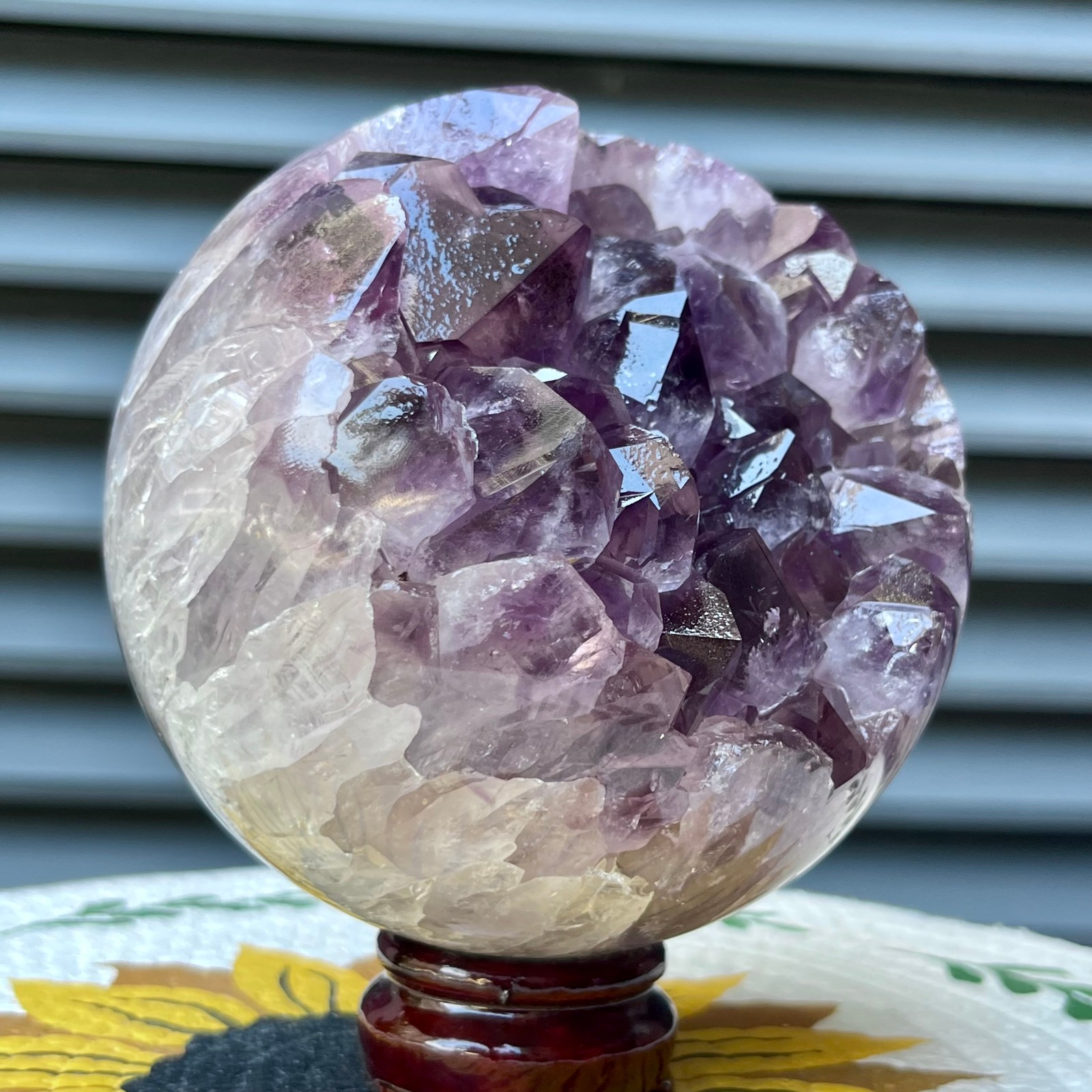 4.2 lb Amethyst Geode Crystal Sphere Natural Druzy Ball Agate Display Art Decor