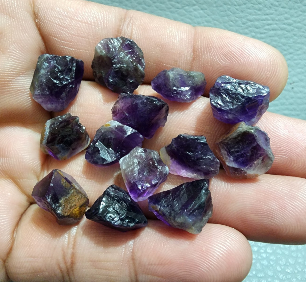 12 Pcs Glowing A+ Purple Amethyst Rough Gemstone Raw Size 13-15 MM Crystal Rough