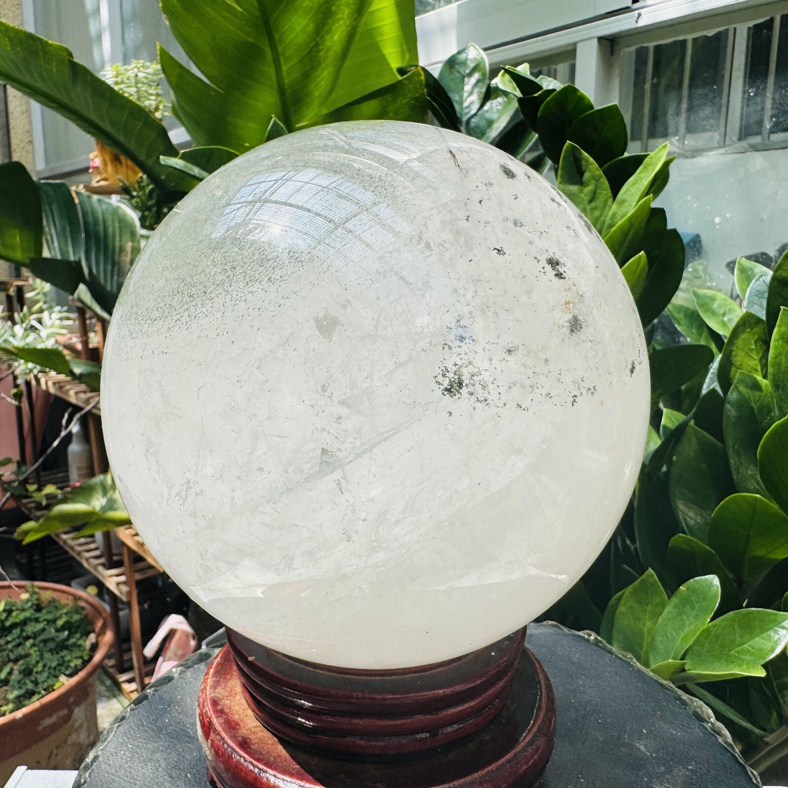 11.52LB Rare Natural Green Ghost phantom quart ball carved crystal sphere reiki