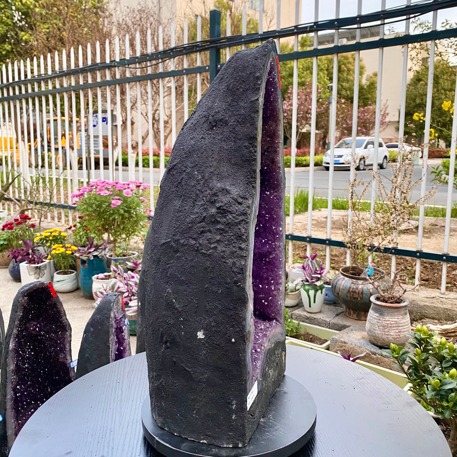 46LB Natural Amethyst Geode Quartz Crystal Cluster Cathedral Energy healing