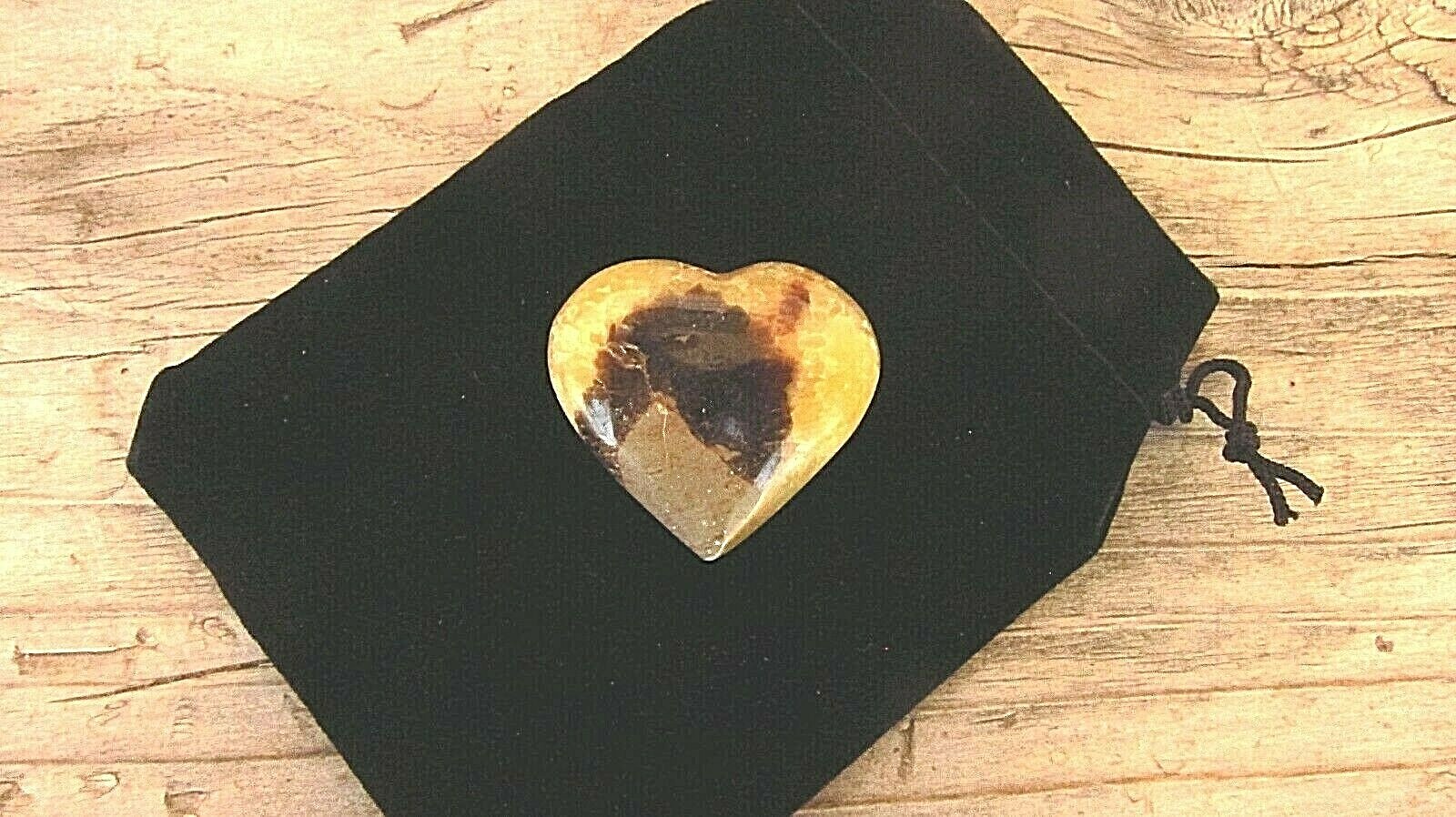 Septarian Heart 35mm Reiki Healing Crystal Pouch Public Speaking Be Prepared