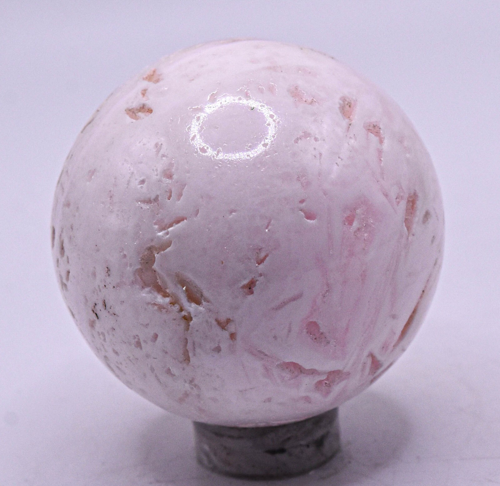 41mm Pink Mangano Calcite w/ Druzy Sphere Polished Natural Gemstone Mineral Peru