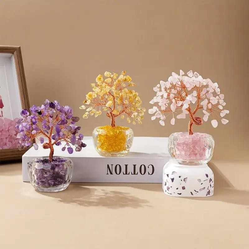 Natural Crystal Fortune Tree Feng Shui Tree of Life Home Office Decor Gift