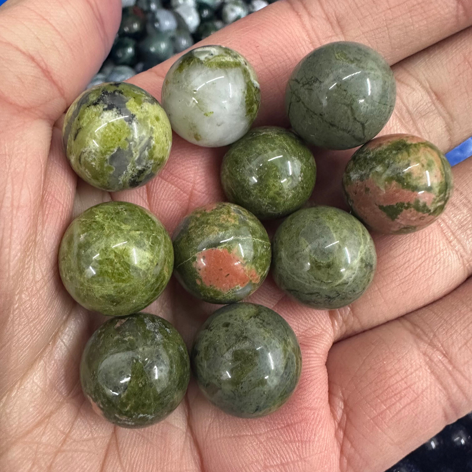 5PC Natural Unakite Ball Quartz Crystal Sphere Energy Healing Stone Gift