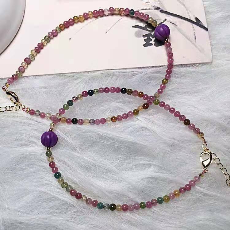 Natural Tourmaline Quartz Round Beads Stretch Necklace Bracelet 3mm AAAA