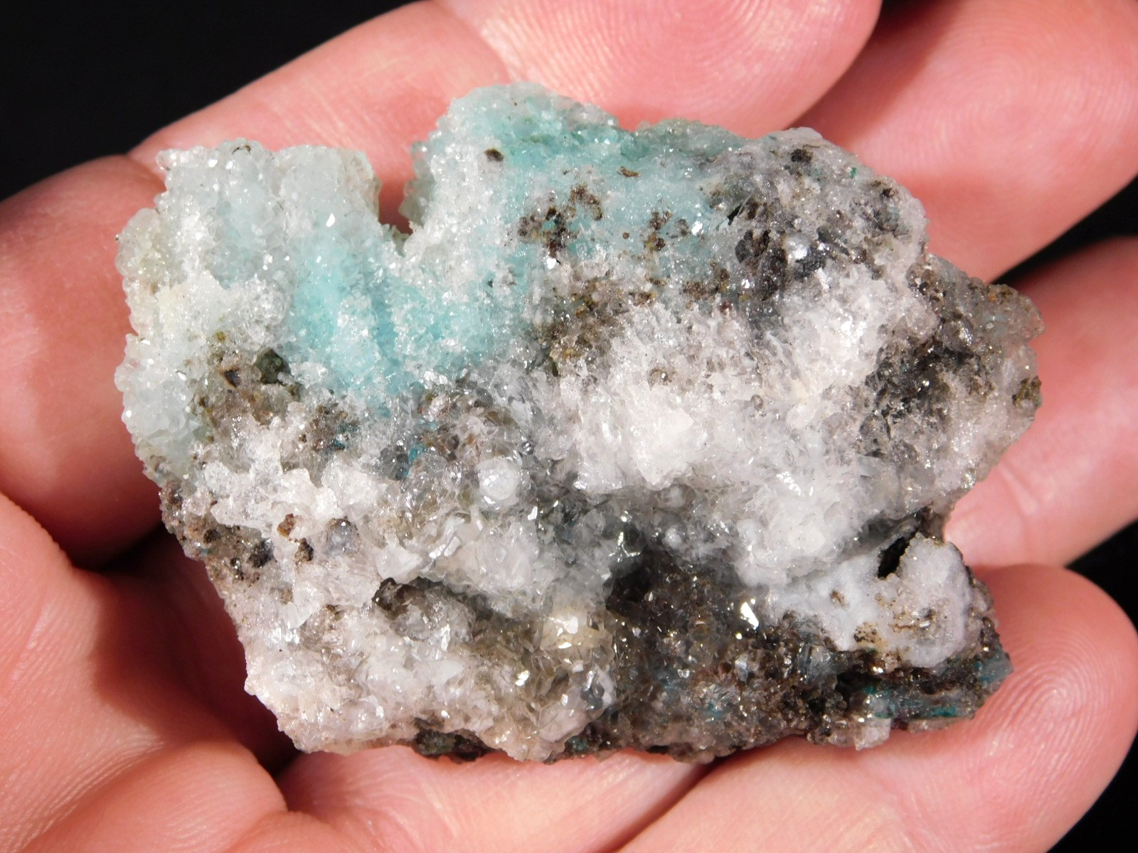 Light BLUE! CHRYSOCOLLA Cluster with Translucent Druzy Quartz Mexico 37.8gr