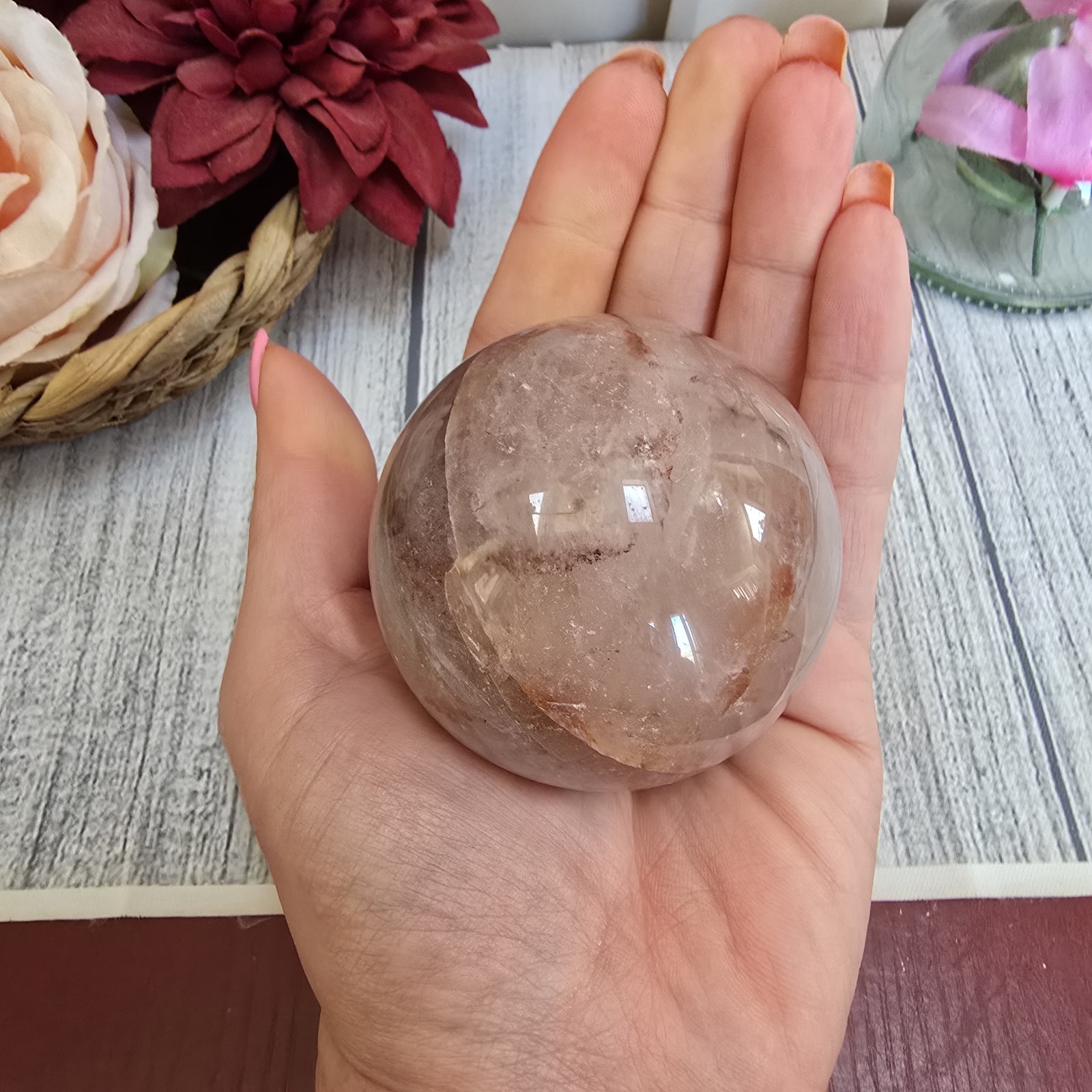 61mm Hematoid Quarts Crystal Sphere lots of depth (4)