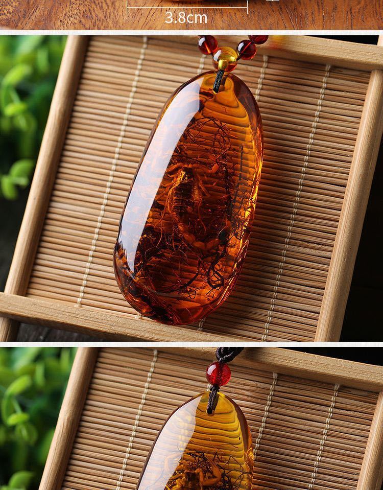 Natural Amber Insect Pendant Fossil Necklace Handmade Ethnic Style Unisex