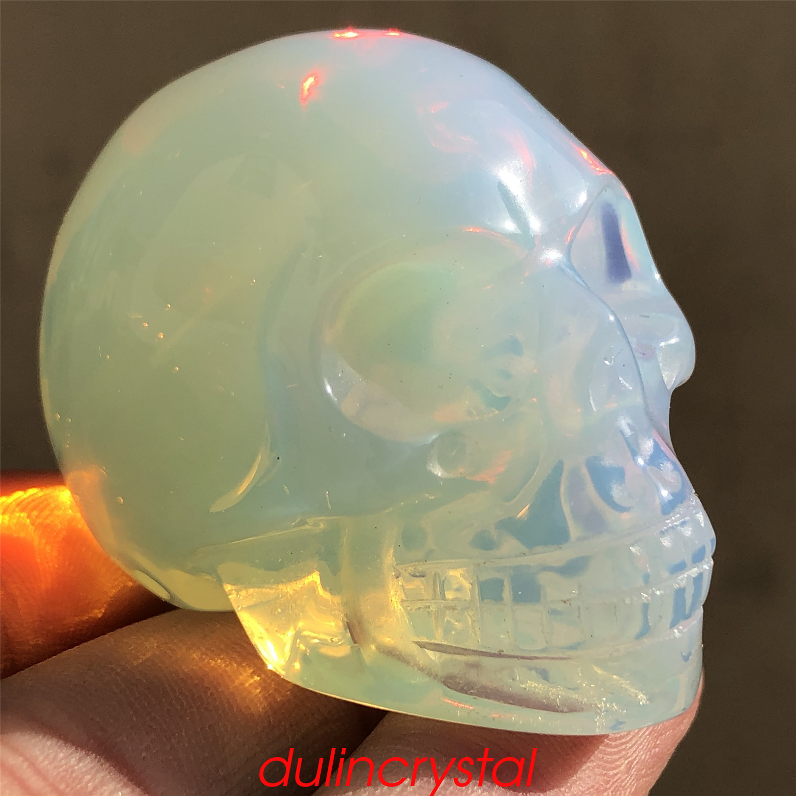 2” Opalite skull quartz crystal skull hand carved decoration reiki healing