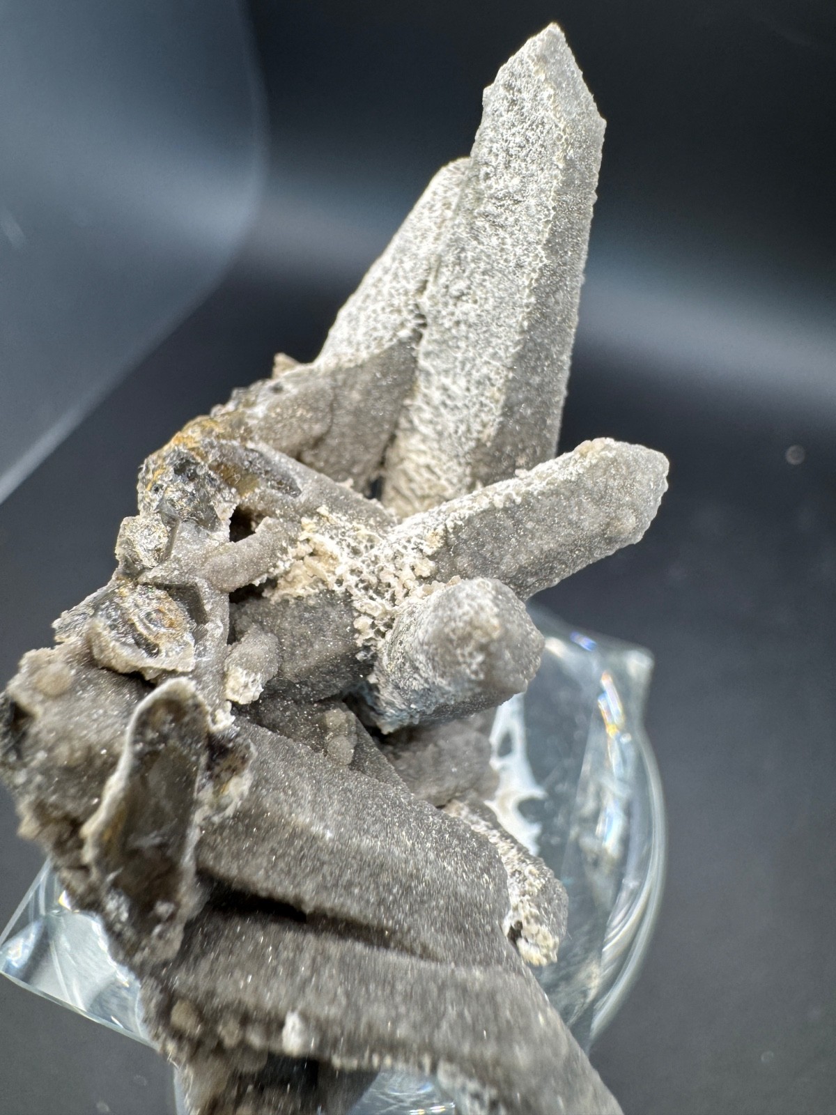 6347 Gray Candle Quartz Cluster with Druzy Coating Inner Mongolia 22g