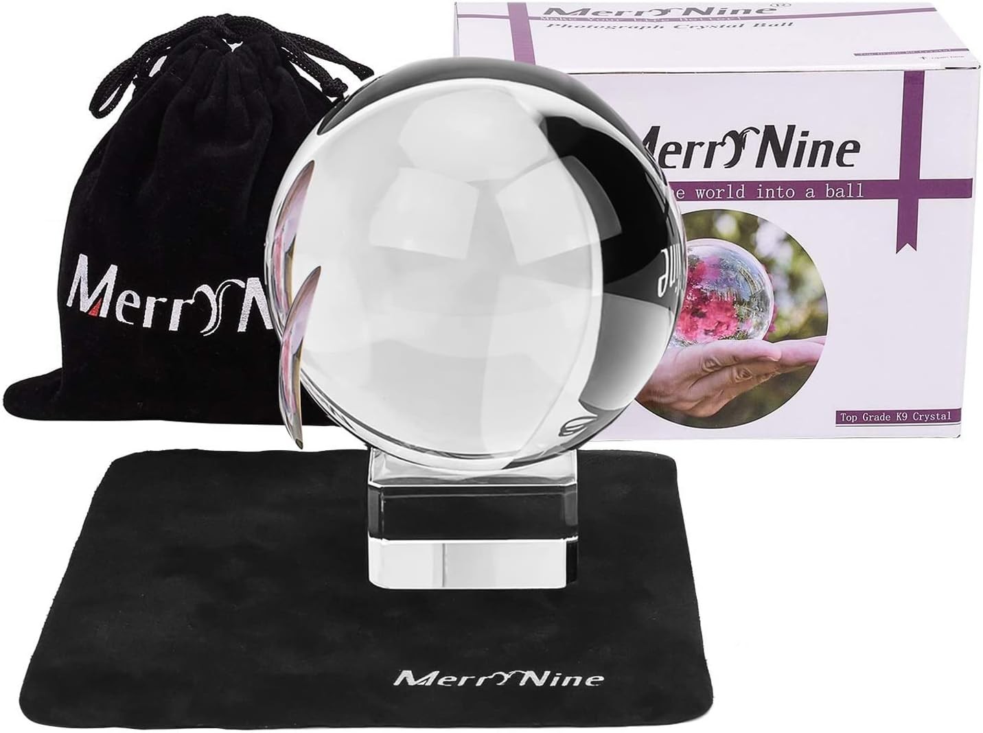 MerryNine 80mm/3.15″ Photograph K9 Crystal Ball with Stylish Clear-clear