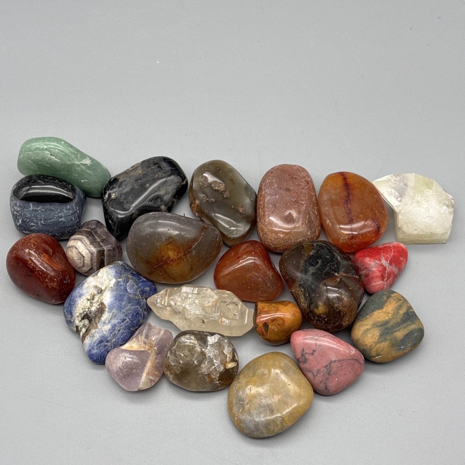 Crystals for Beginners Lot Karen Frazier Book & 20+ Polished Stones Agate Slices