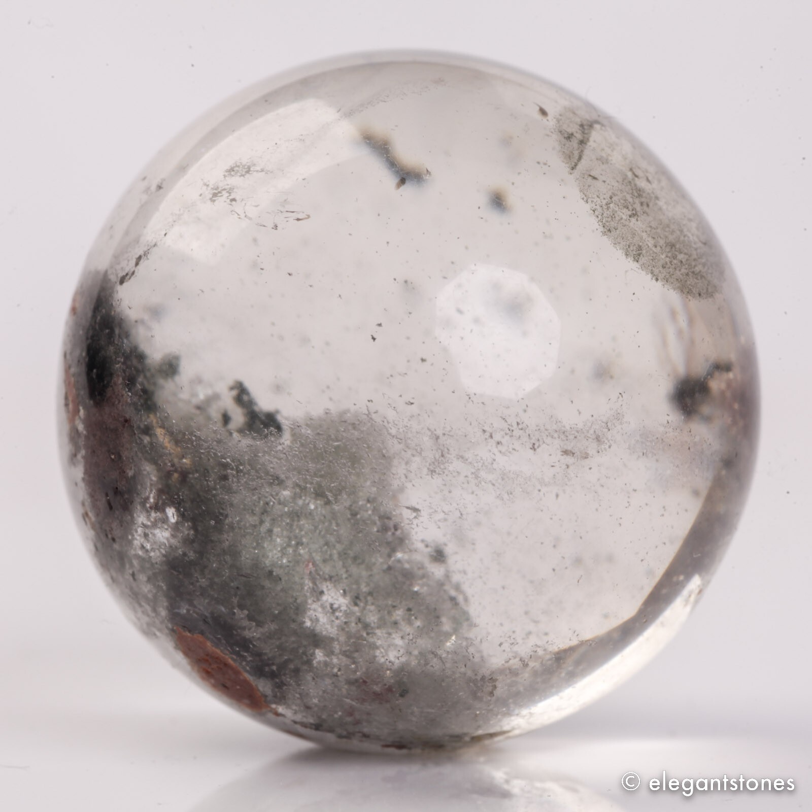 58g34mm Natural Garden/Phantom/Ghost/Lodolite Quartz Crystal Sphere Healing Ball