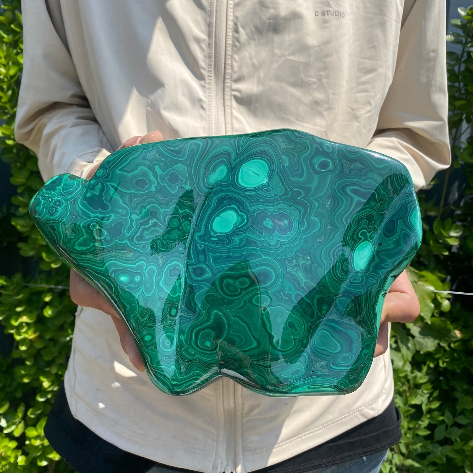 11.68LB Natural glossy Malachite transparent cluster rough mineral sample