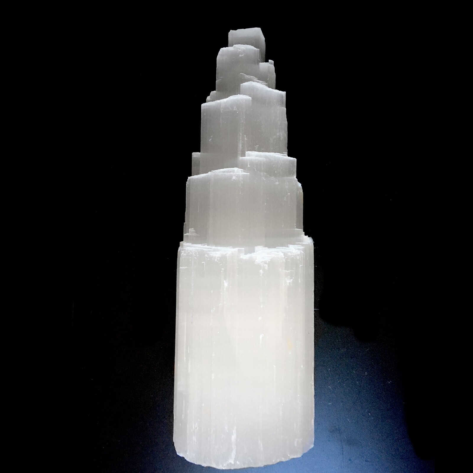 XL ” Selenite Crystal Tower Lamp Natural Healing Light w/ LED Cord & Bulb 12″