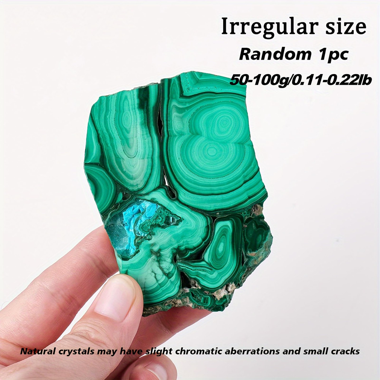 CrystalHola 1Pc Natural Malachite Slices,50-100g Small Size 50-100g, Green