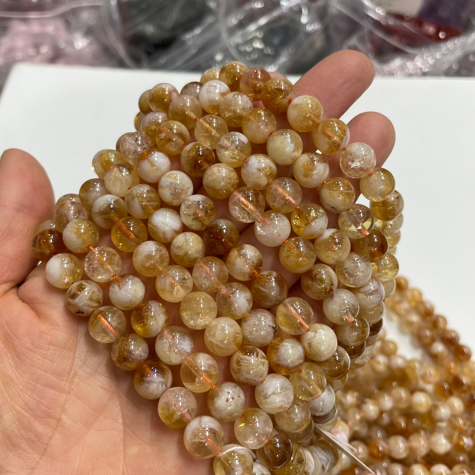 8mm Yellow Crystal round bead crystal string, 1 strand #20