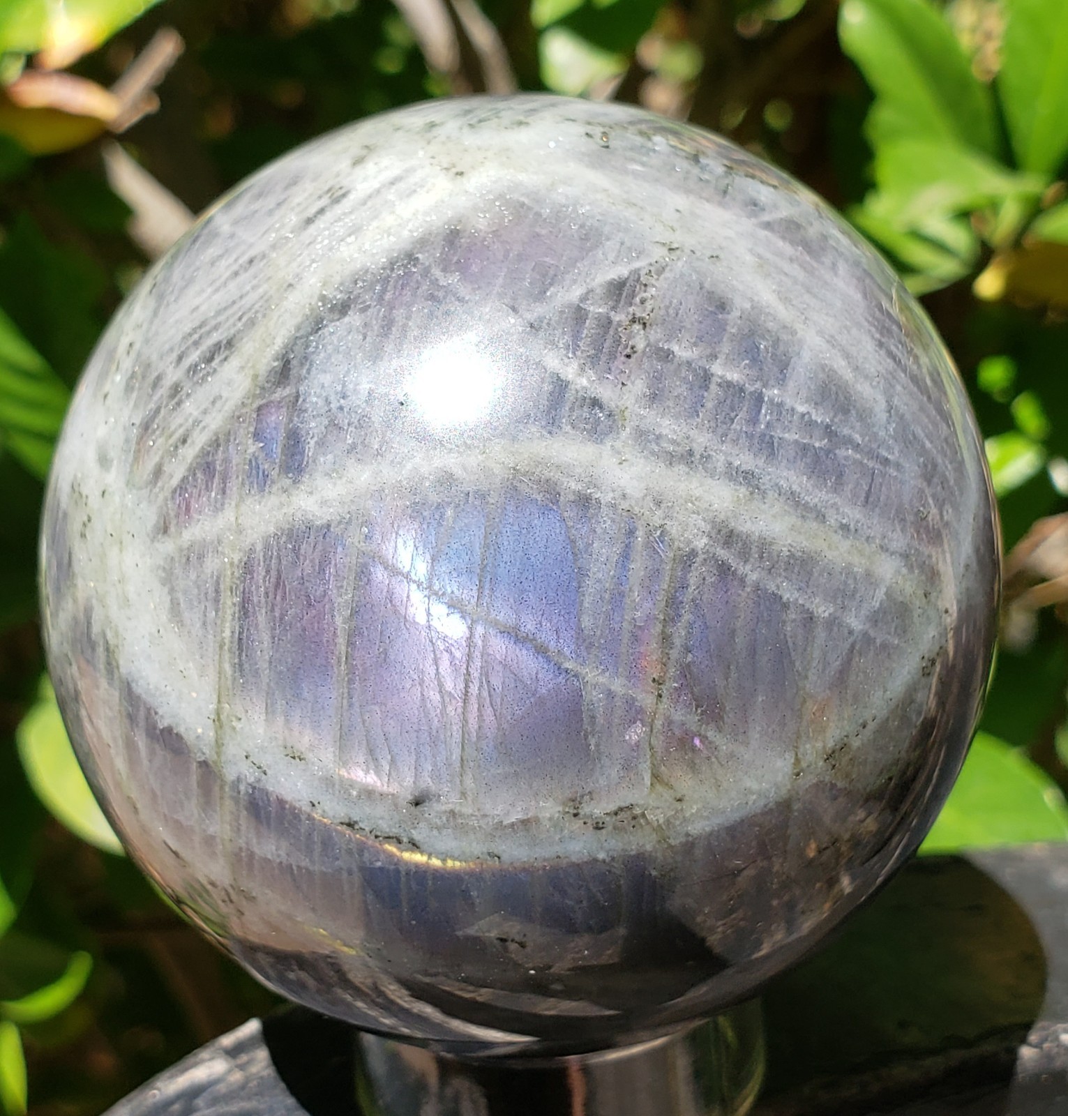 2.6″ Labradorite Mineral Crystal Iridescence Sphere Ball Orb Flash, 426g