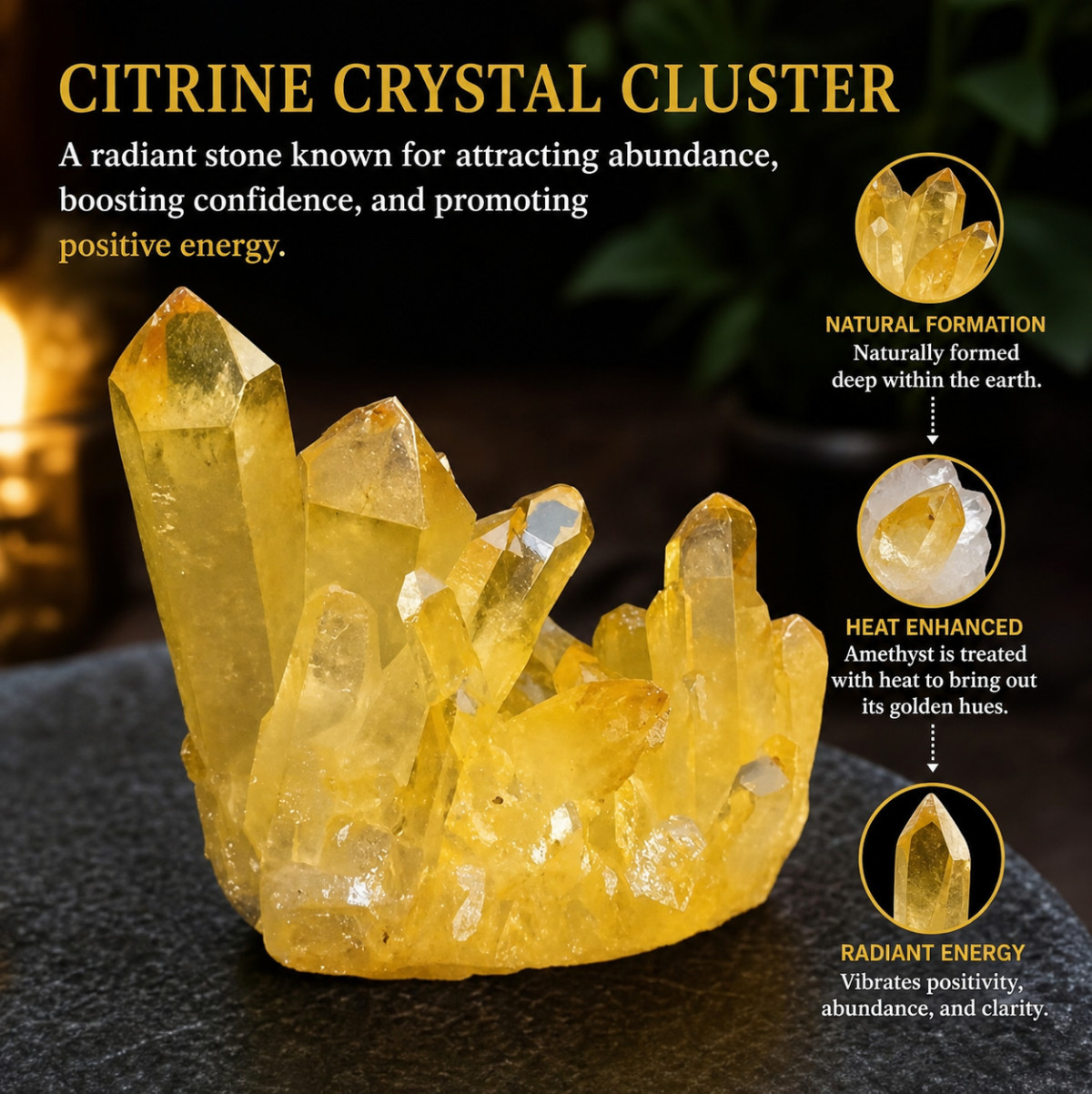 Aura Citrine Crystal Cluster Titanium Treated Rainbow Healing Specimen