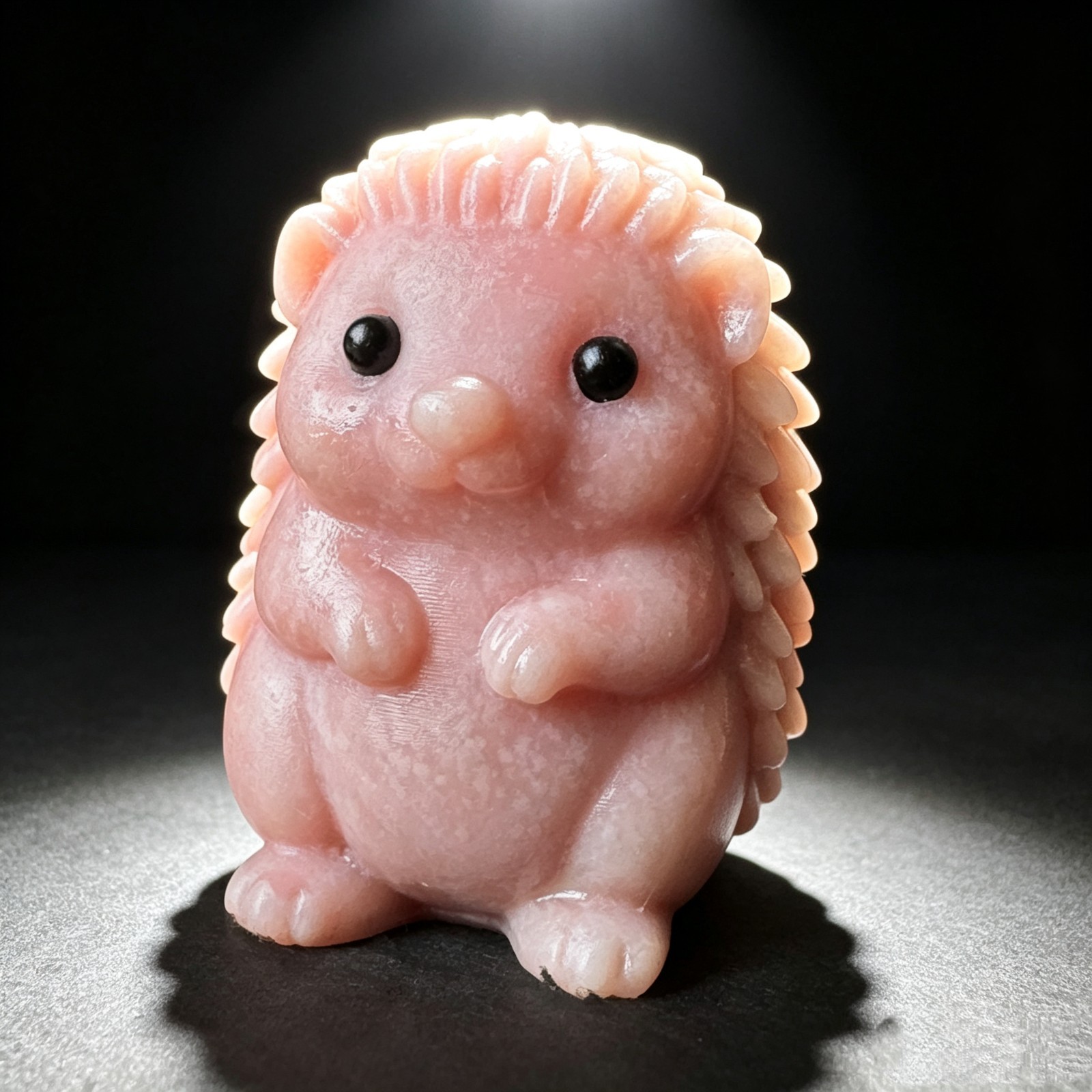 Natural Pink Opal Hedgehog Figurine Carved Stone Animal Home Desk Decor