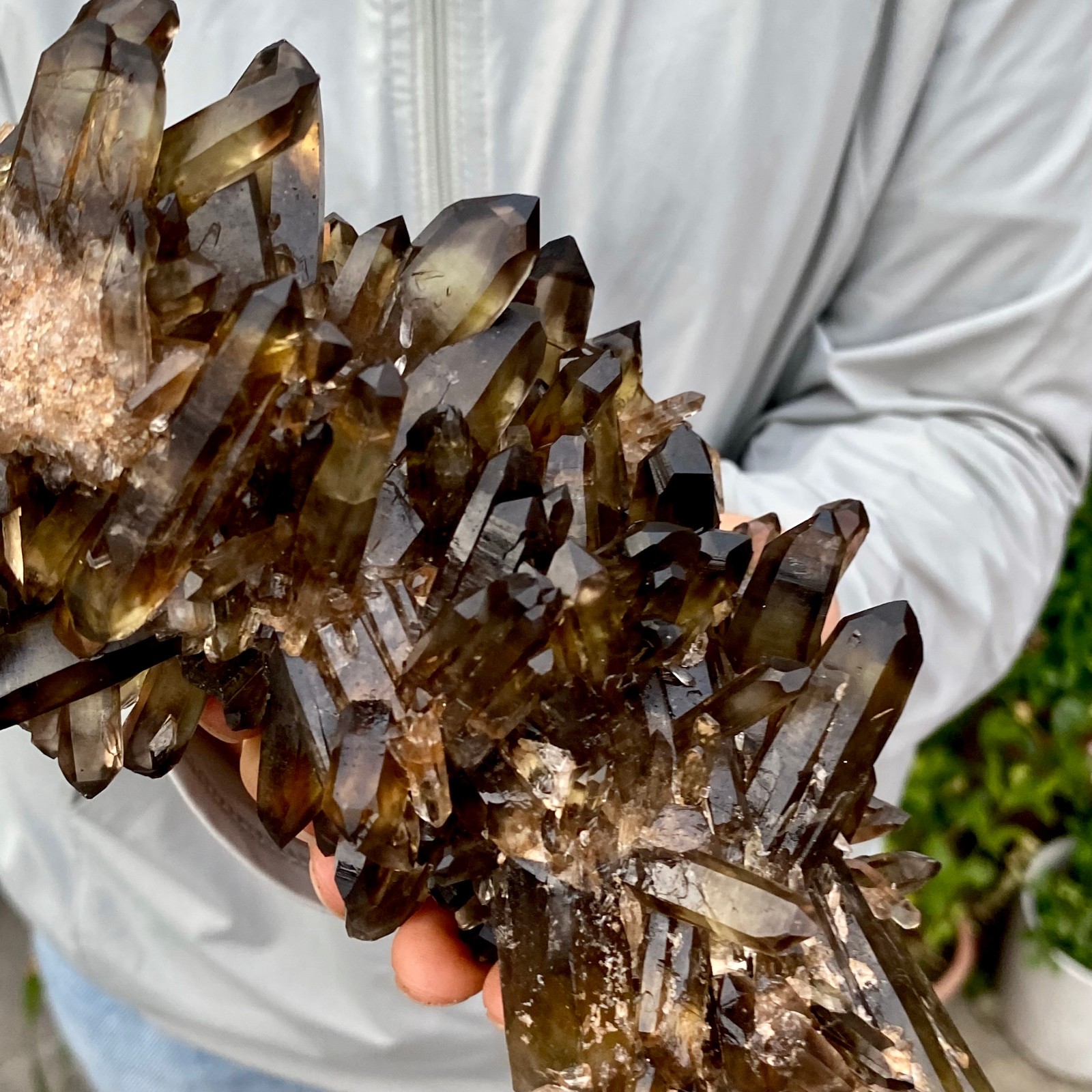 2.2LB Natural Black Smoky Quartz Crystal Cluster Raw Mineral Specimen