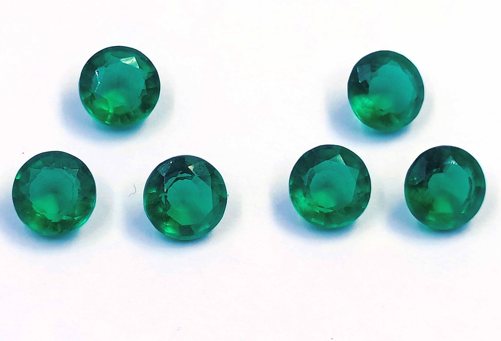 6 PCS Natural Green Emerald Round Cut 8 x 5 mm Lot IGL Loose Gemstone 6GHB