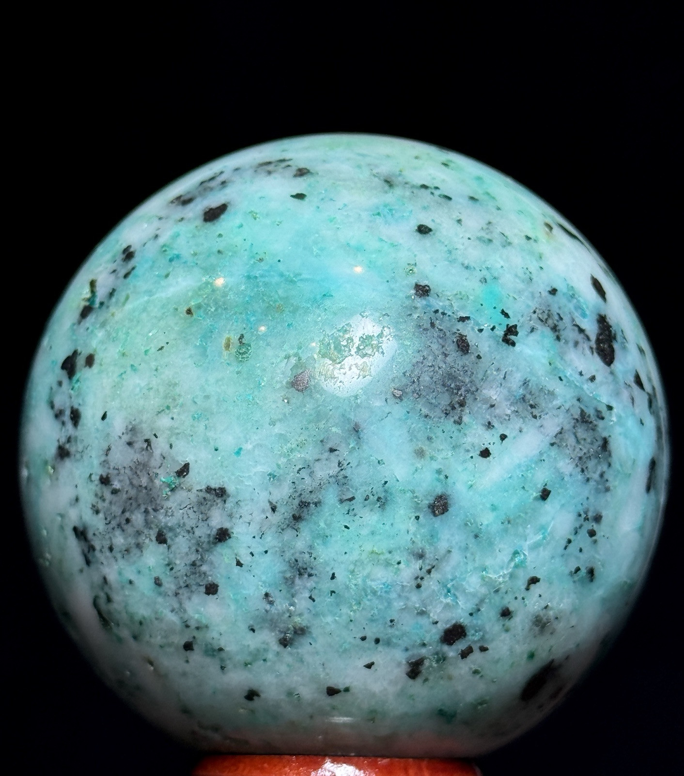 61mm PHOENIX PINE SPHERE – Fynchenite Chrysocolla Malachite Quartz Crystal Decor