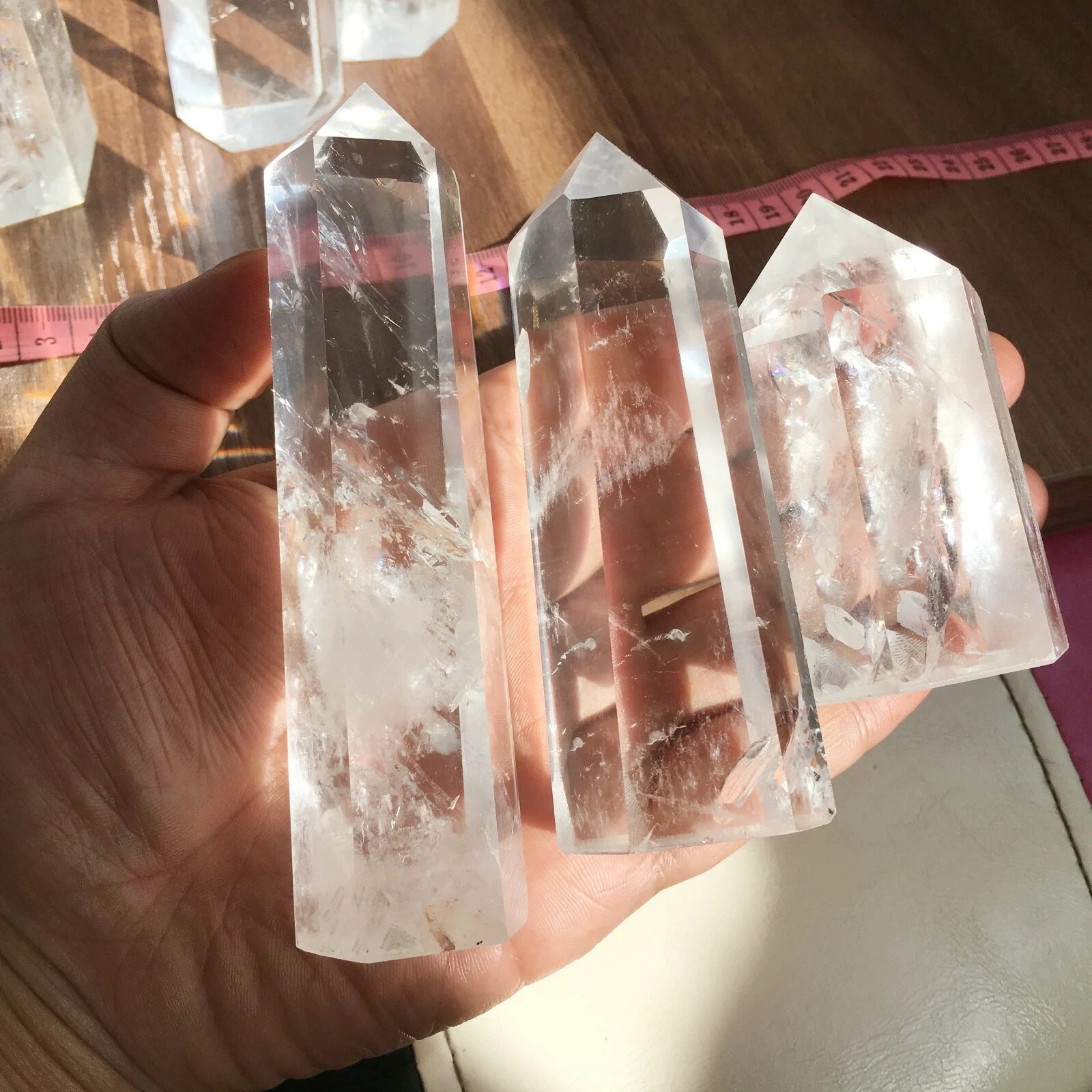 6PCS Natural clear quartz obelisk crystal WAND point healing random